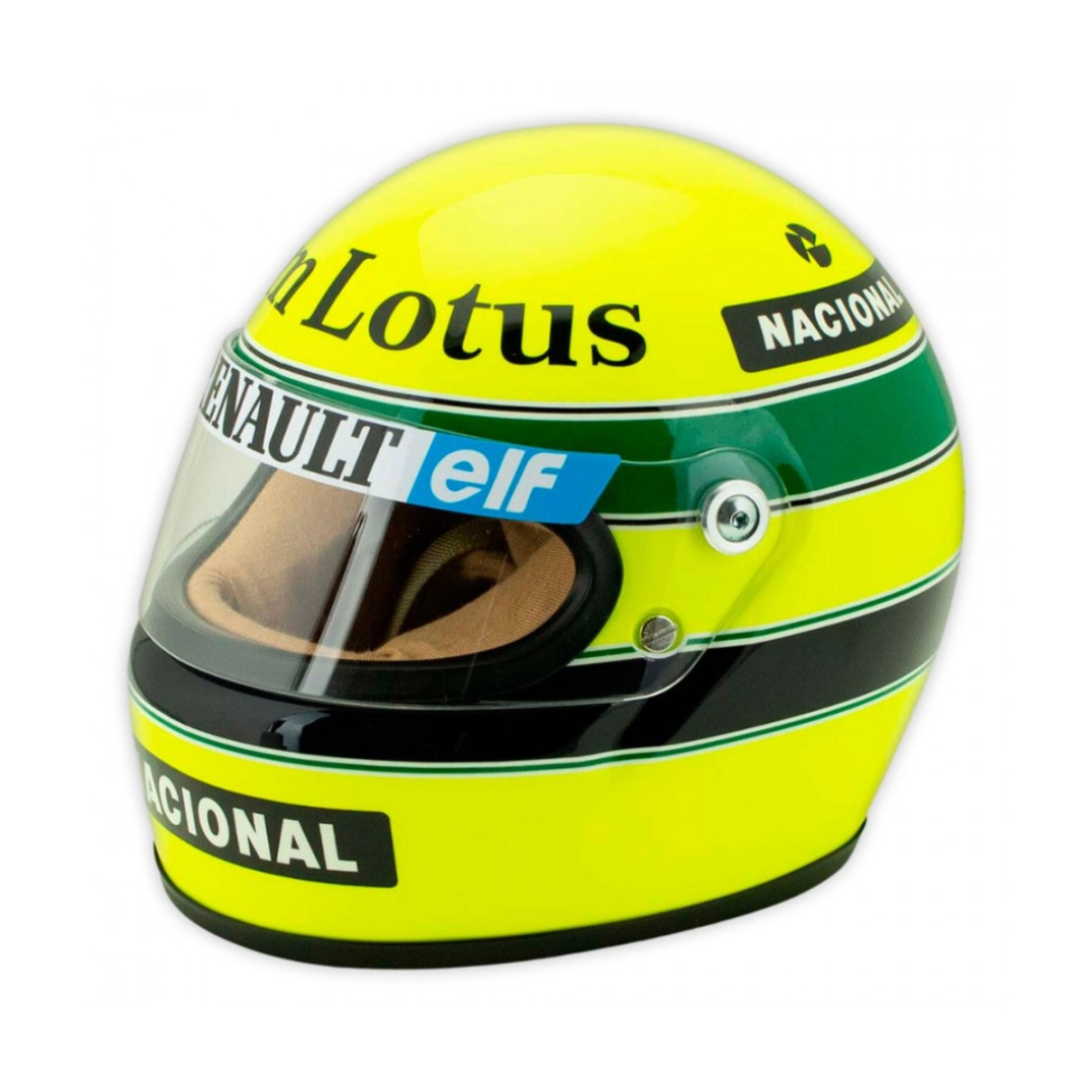 Mini Helmet Ayrton Senna 1985: Réplica Escala 1/2