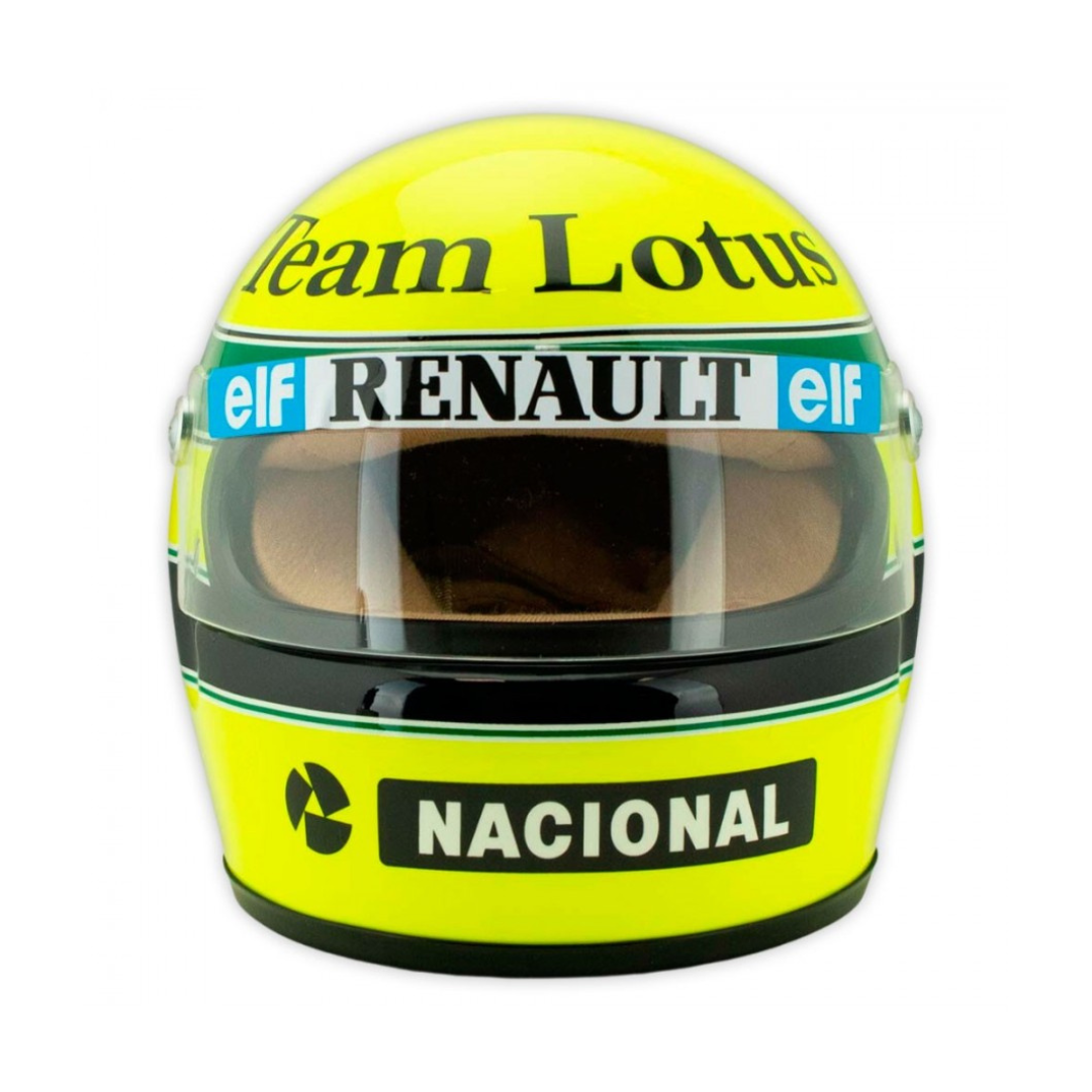 Mini Helmet Ayrton Senna 1985: Réplica Escala 1/2