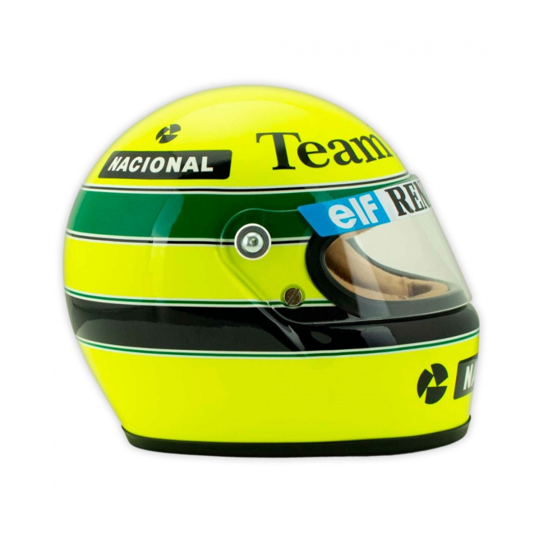 Mini Helmet Ayrton Senna 1985: Réplica Escala 1/2