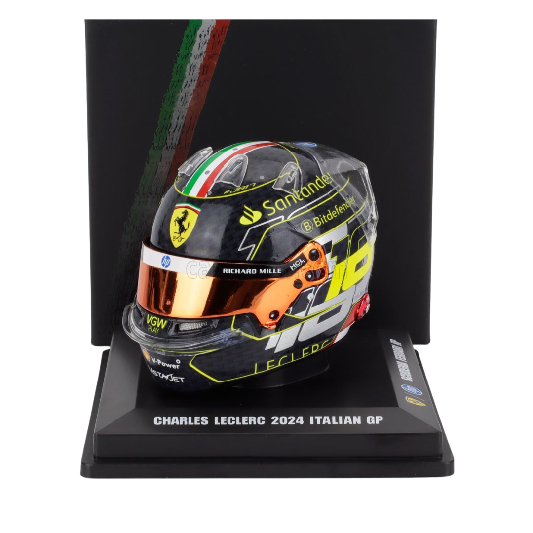 Casco de Fórmula 1 Charles Leclerc Ferrari 2024 - Escala 1/5 - Ganador GP Italia Monza