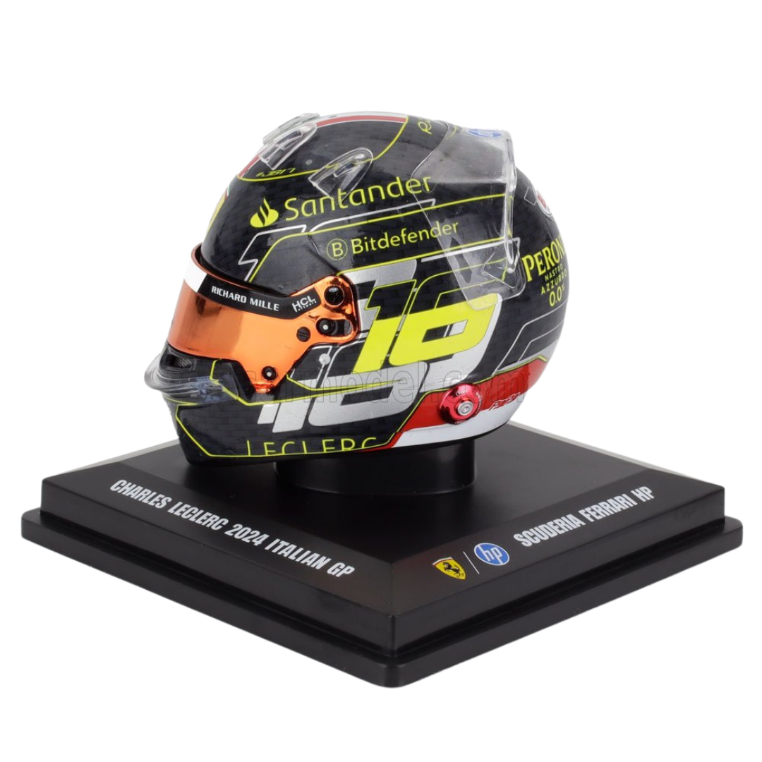 Casco de Fórmula 1 Charles Leclerc Ferrari 2024 - Escala 1/5 - Ganador GP Italia Monza