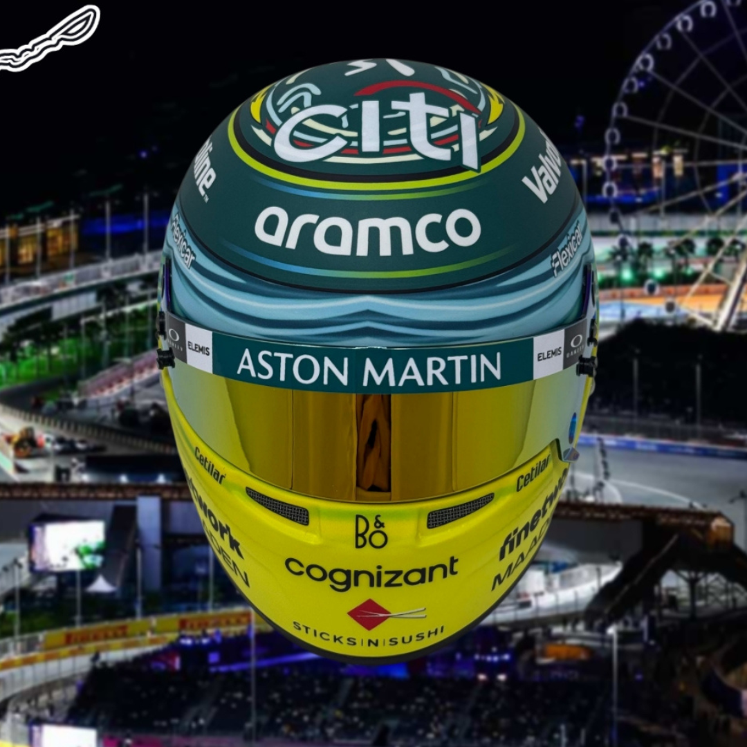 Mini Casco 1/2 GP Arabia 2025 Aston Martin - Edición Limitada Fernando Alonso