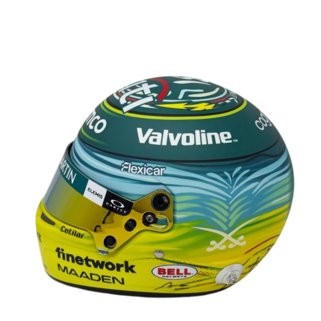 Mini Casco 1/2 GP Arabia 2025 Aston Martin - Edición Limitada Fernando Alonso