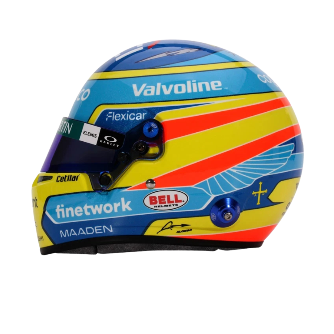 Mini Casco F1 Media Escala Fernando Alonso 2025 - Aston Martin