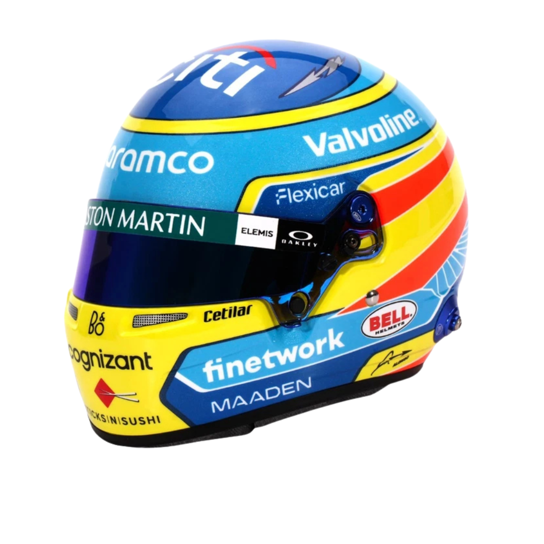 Mini Casco F1 Media Escala Fernando Alonso 2025 - Aston Martin