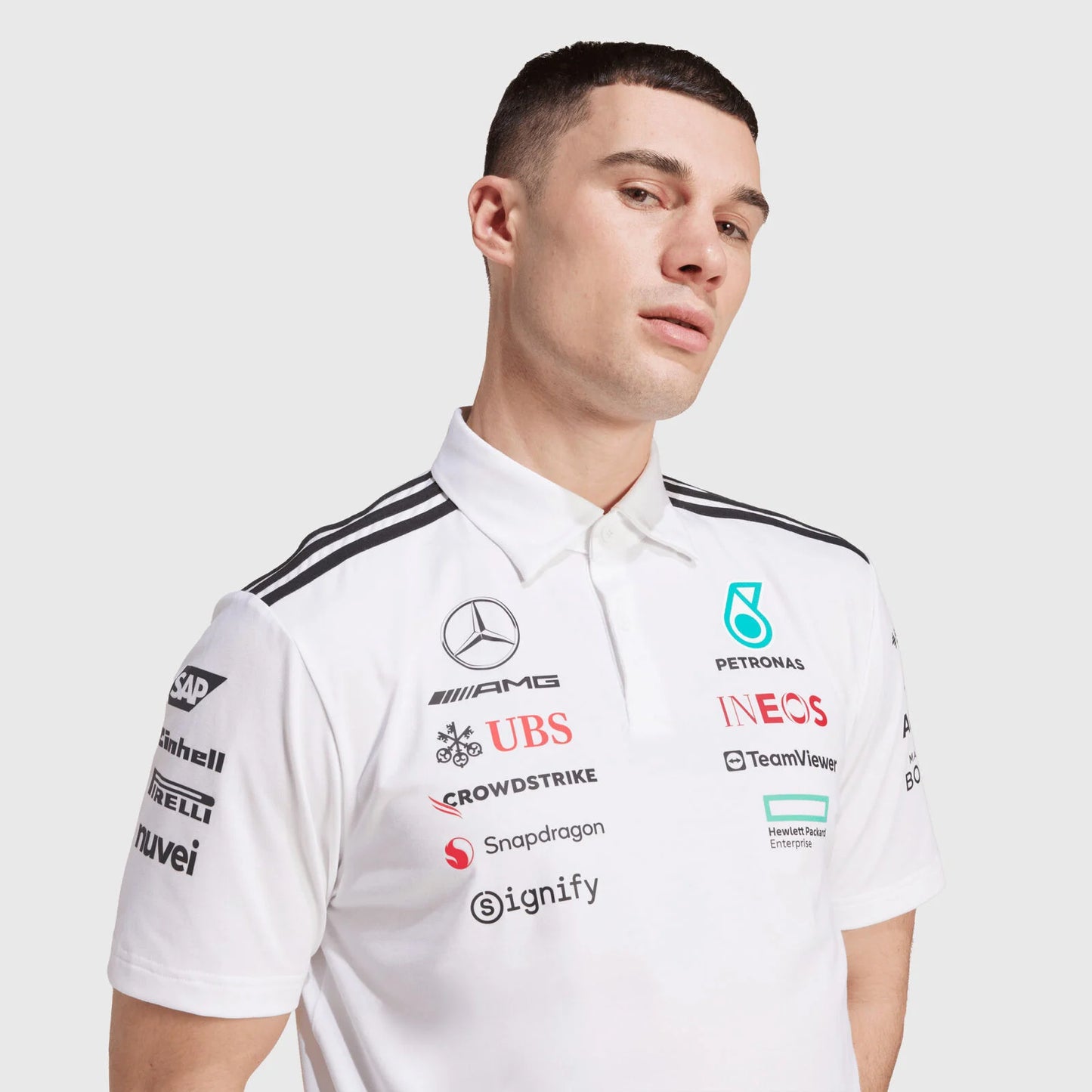 Playera Polo Blanca Mercedes-AMG F1 2025 Teamwear