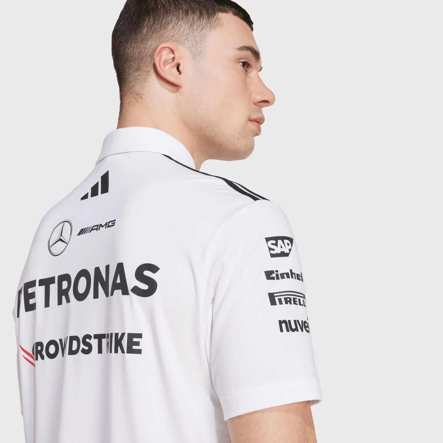 Playera Polo Blanca Mercedes-AMG F1 2025 Teamwear