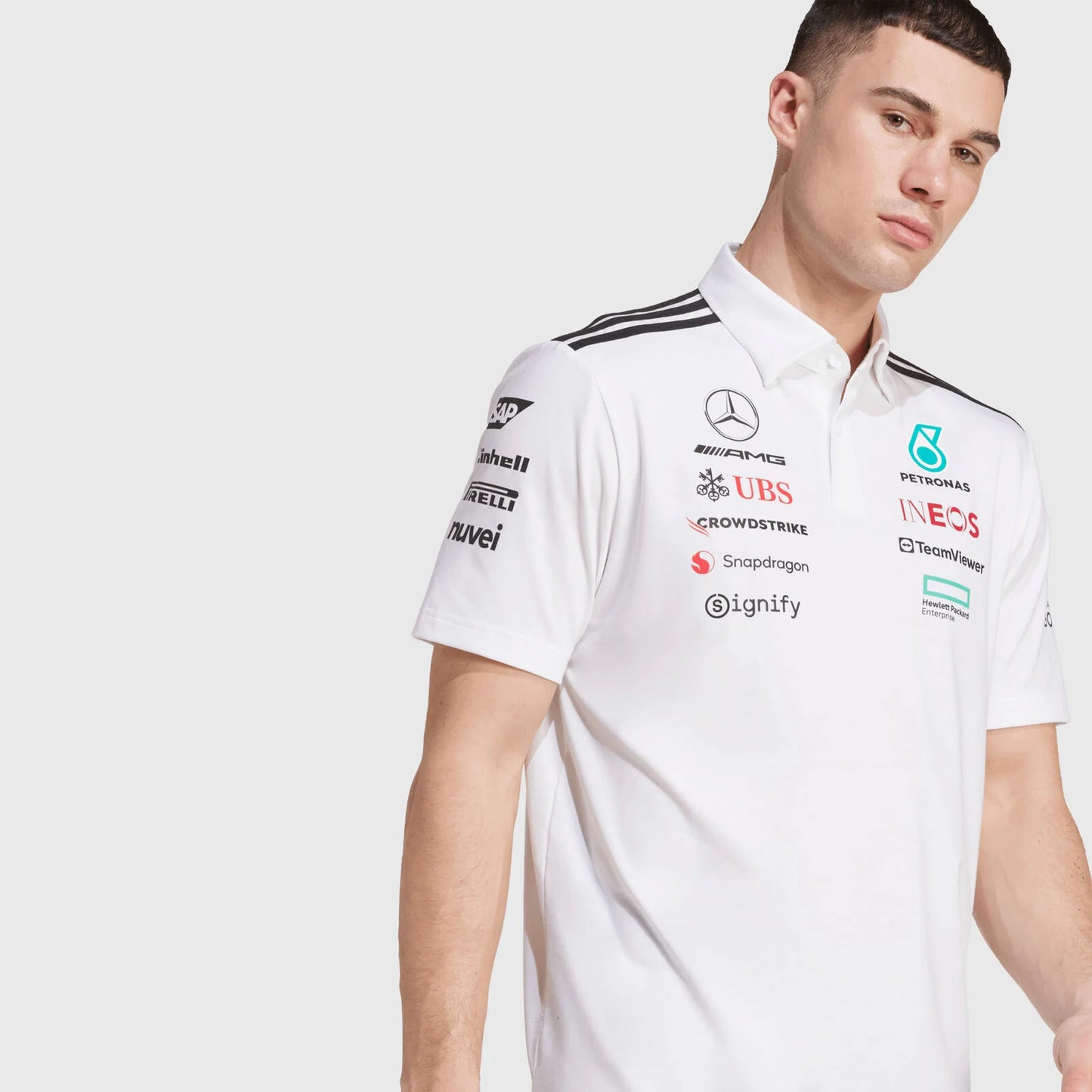 Playera Polo Blanca Mercedes-AMG F1 2025 Teamwear