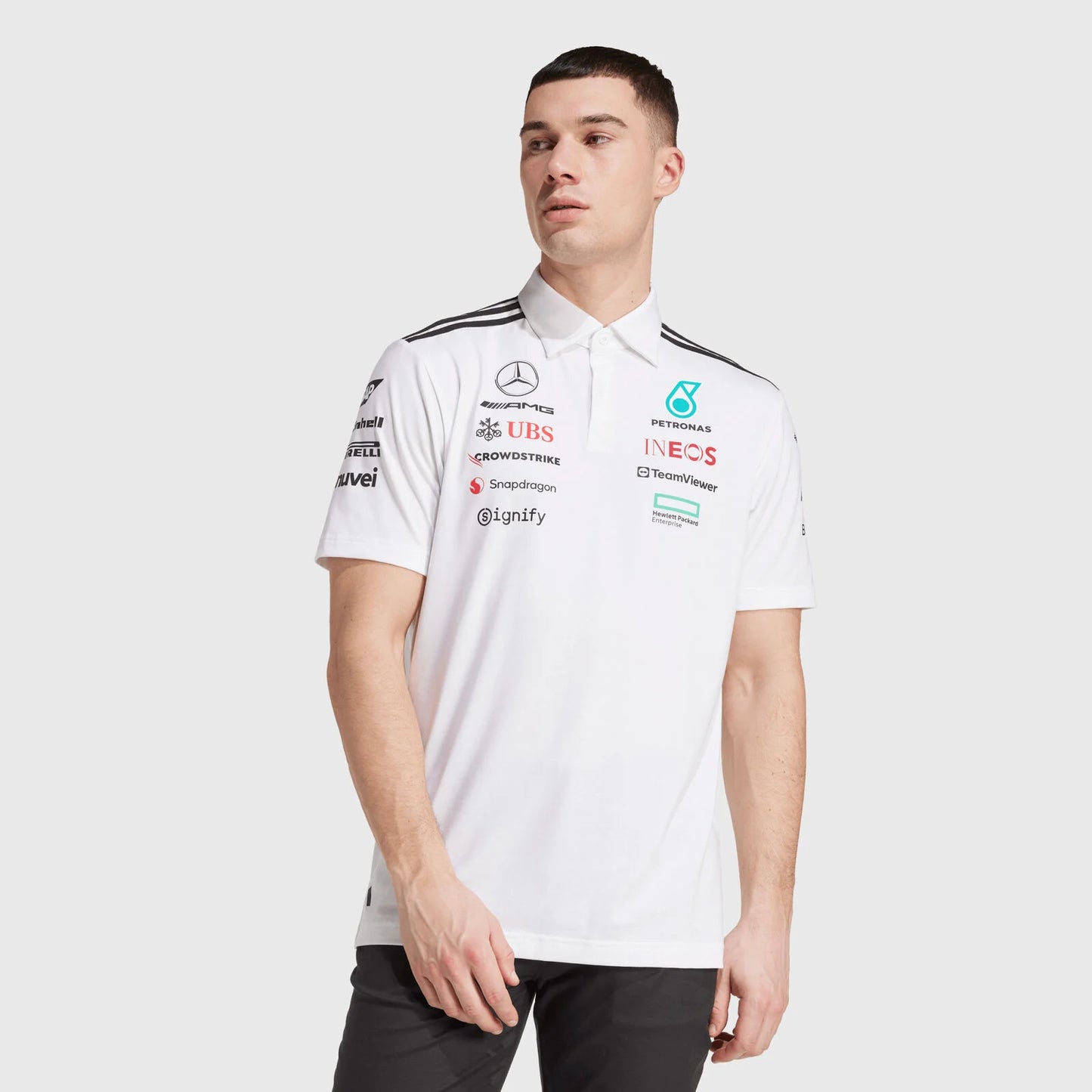 Playera Polo Blanca Mercedes-AMG F1 2025 Teamwear
