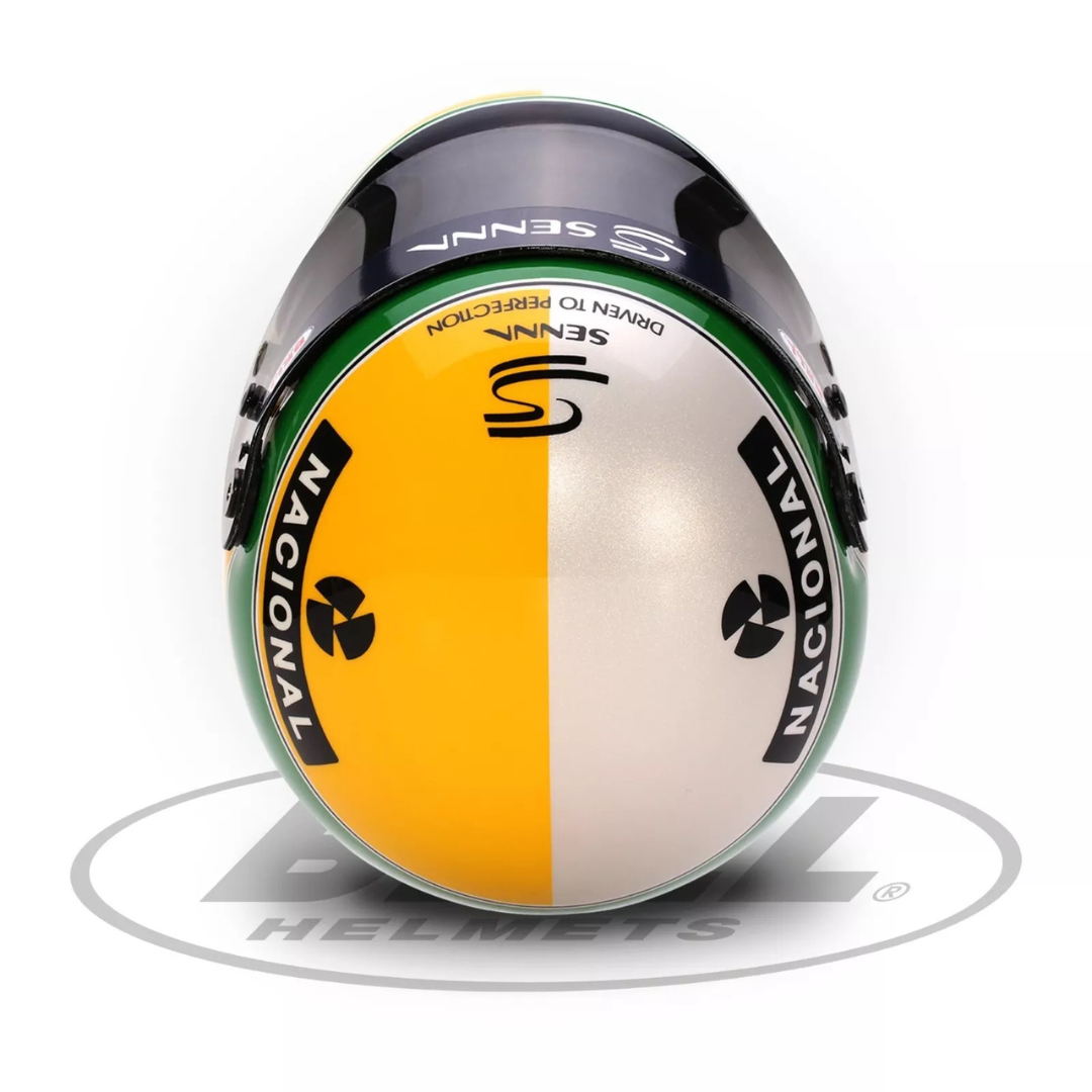 Mini Casco Bell escala 1:2 Réplica Ayrton Senna 30 Años Legado