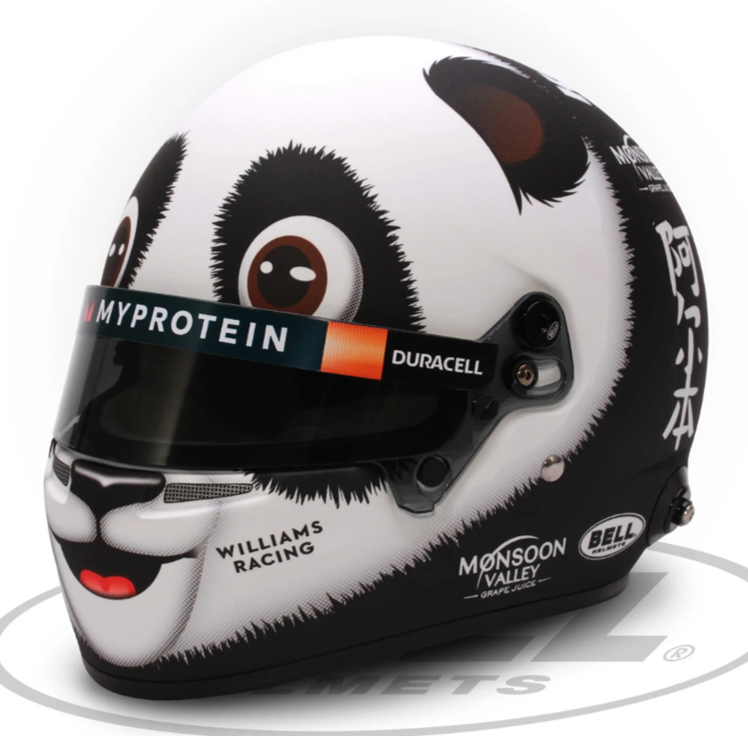 Mini casco de Fórmula 1 Bell a escala 1:2 Alex Albon GP de China 2024 Williams