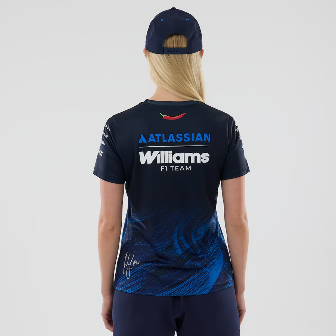 Camiseta Técnica  Williams Racing Carlos Sainz 55 New Era Azul Marino **Dama**