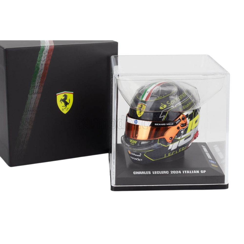 Casco de Fórmula 1 Charles Leclerc Ferrari 2024 - Escala 1/5 - Ganador GP Italia Monza