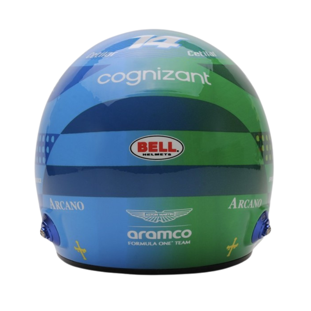 Mini Casco Fernando Alonso 2024 Gran Premio de Las Vegas Escala 1:2 - Edición Limitada