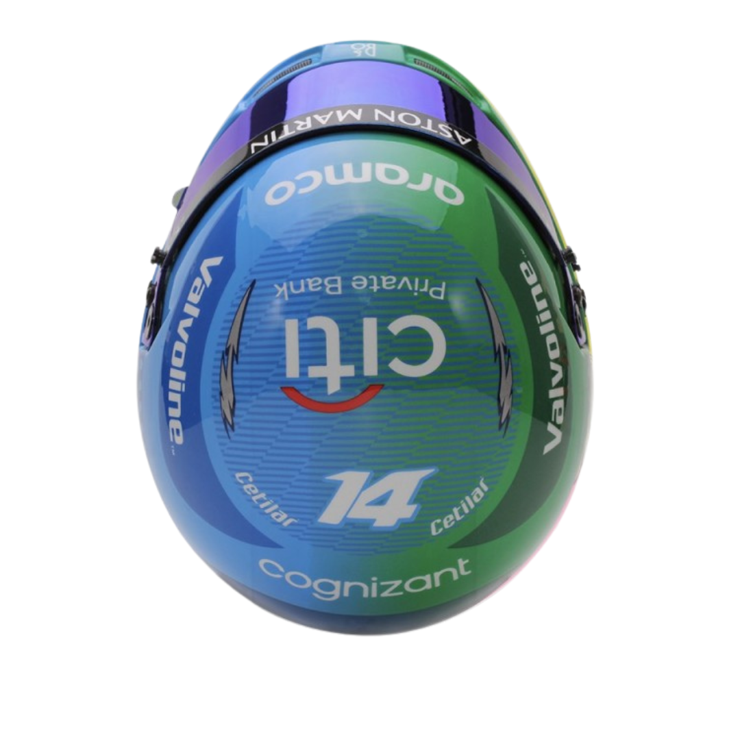 Mini Casco Fernando Alonso 2024 Gran Premio de Las Vegas Escala 1:2 - Edición Limitada
