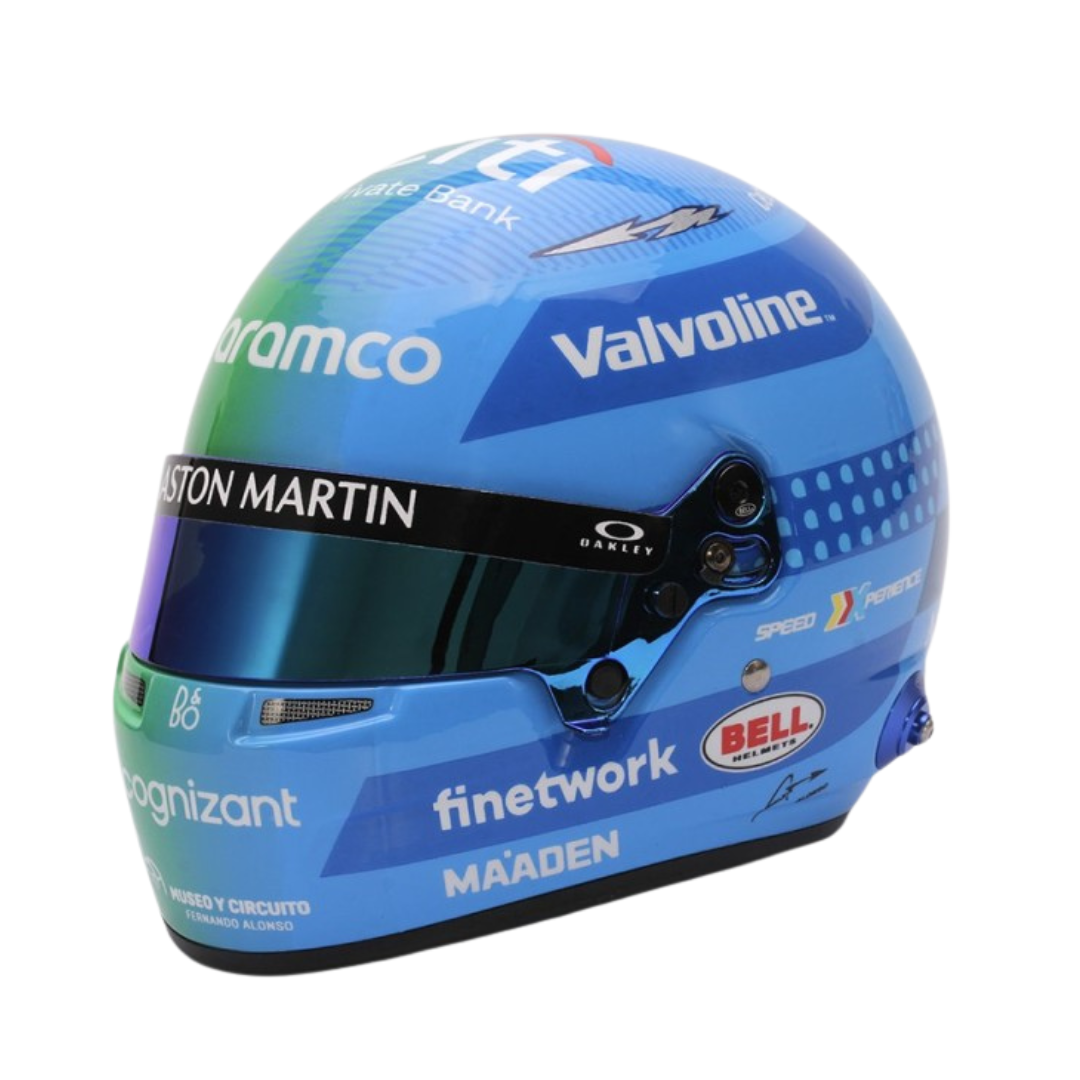 Mini Casco Fernando Alonso 2024 Gran Premio de Las Vegas Escala 1:2 - Edición Limitada