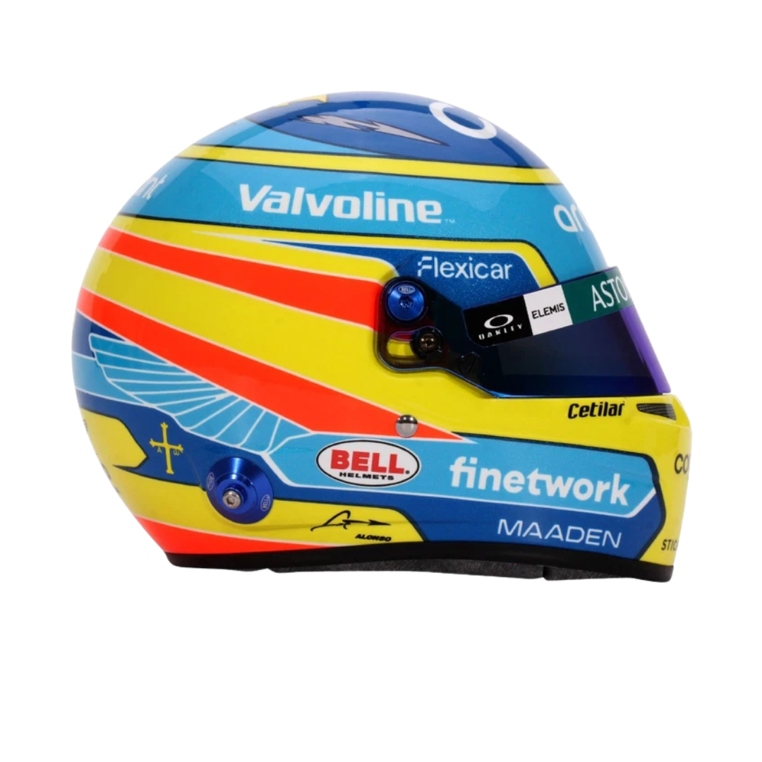 Mini Casco F1 Media Escala Fernando Alonso 2025 - Aston Martin