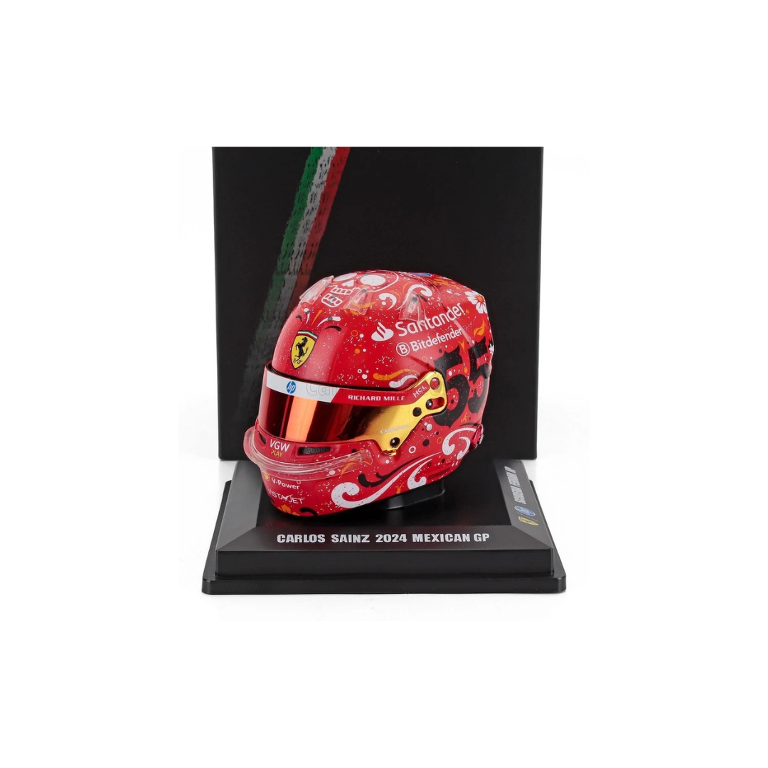 Mini Casco Carlos Sainz F1™ GP México 2024 | Escala 1:5 Ferrari Looksmart - B2B