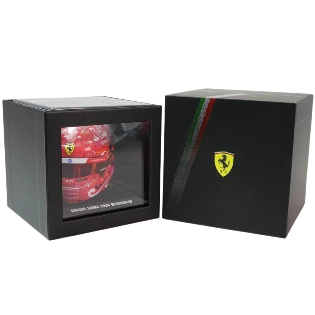 Mini Casco Carlos Sainz F1™ GP México 2024 | Escala 1:5 Ferrari Looksmart - B2B