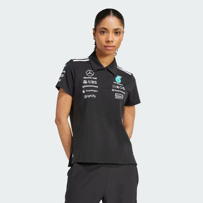 Playera Polo Negra Mercedes - AMG Petronas F1™ Team Mujer 2025 – Materiales Reciclados