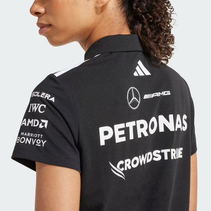 Playera Polo Negra Mercedes - AMG Petronas F1™ Team Mujer 2025 – Materiales Reciclados
